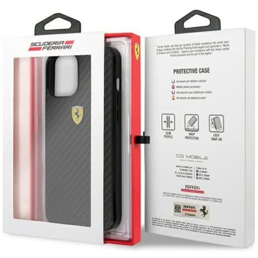 Ferrari Logos iPhone 12 Karbonmintás Tok 
