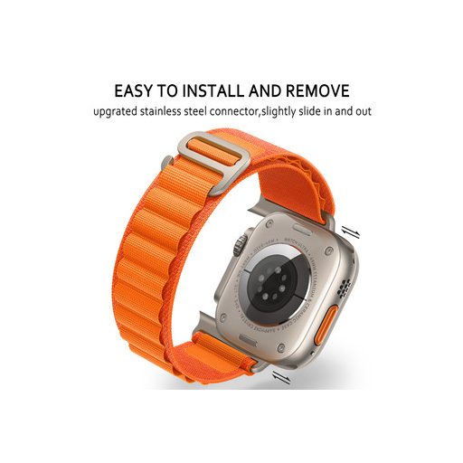 NYLON LOOP SZíJ, APPLE WATCH 42/44/45/49 Készülékhez, DESIGN 2 ORANGE