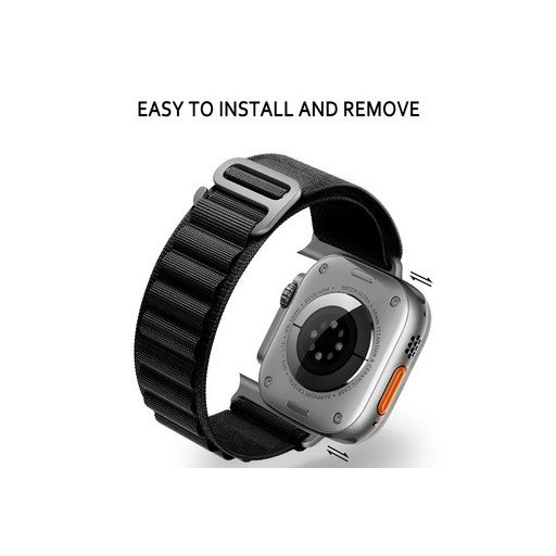 NYLON LOOP SZíJ, APPLE WATCH 42/44/45/49 Készülékhez, DESIGN 2 BLACK