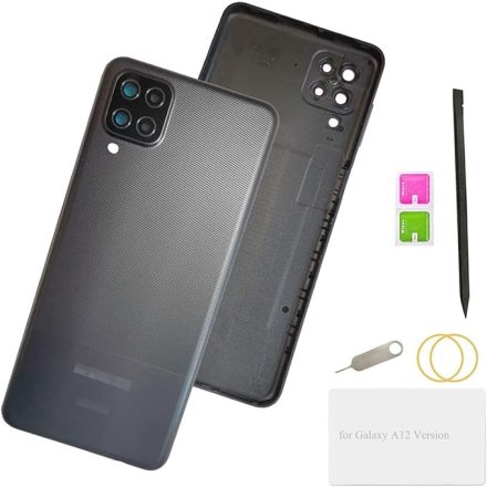 EREDETI Samsung Galaxy A12 akkufedél fekete, hátlap (SWAP) A MINŐSÉG